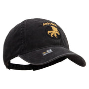 Licensed 17th Airborne Division Embroidered Washed Solid Pigment Dyed Cotton Twill Brass Buckle Cap - Black OSFM