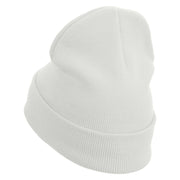 Panda Embroidered 12 Inch Long Knitted Beanie - White OSFM