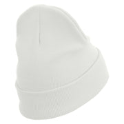 Panda Embroidered 12 Inch Long Knitted Beanie - White OSFM