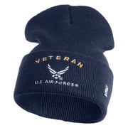 Veteran US Air Force Embroidered 12" Knit Cuff Long Beanie - Navy OSFM