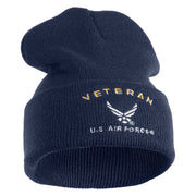 Veteran US Air Force Embroidered 12" Knit Cuff Long Beanie - Navy OSFM