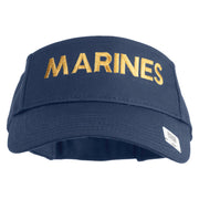 Marines Letter Design Embroidered Cotton Twill Sun Visor - Navy OSFM