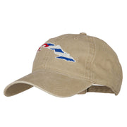 Cuba Flag Map Embroidered Washed Cotton Twill Cap