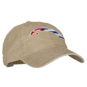 Cuba Flag Map Embroidered Washed Cotton Twill Cap