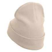 Panda Embroidered 12 Inch Long Knitted Beanie - Birch OSFM