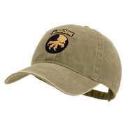 Licensed 17th Airborne Division Embroidered Washed Solid Pigment Dyed Cotton Twill Brass Buckle Cap - Khaki OSFM