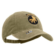 Licensed 17th Airborne Division Embroidered Washed Solid Pigment Dyed Cotton Twill Brass Buckle Cap - Khaki OSFM