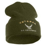 Veteran US Air Force Embroidered 12" Knit Cuff Long Beanie - Olive OSFM