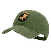 Licensed 17th Airborne Division Embroidered Washed Solid Pigment Dyed Cotton Twill Brass Buckle Cap - Olive OSFM