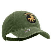 Licensed 17th Airborne Division Embroidered Washed Solid Pigment Dyed Cotton Twill Brass Buckle Cap - Olive OSFM