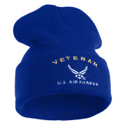 Veteran US Air Force Embroidered 12" Knit Cuff Long Beanie - Royal OSFM