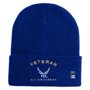 Veteran US Air Force Embroidered 12" Knit Cuff Long Beanie - Royal OSFM