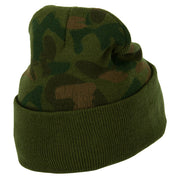 US Coast Guard Veteran Anchors Embroidered Camo Long Beanie