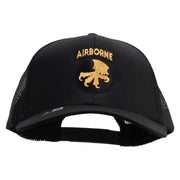 Licensed 17th Airborne Division Embroidered Solid Cotton Twill Mesh Prostyle Cap - Black OSFM