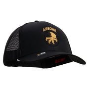 Licensed 17th Airborne Division Embroidered Solid Cotton Twill Mesh Prostyle Cap - Black OSFM