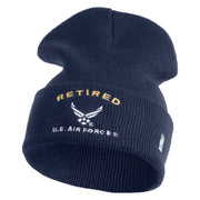 Retired US Air Force Embroidered 12" Knit Cuff Long Beanie - Navy OSFM