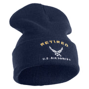 Retired US Air Force Embroidered 12" Knit Cuff Long Beanie - Navy OSFM