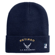 Retired US Air Force Embroidered 12" Knit Cuff Long Beanie - Navy OSFM