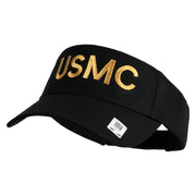 USMC Letter Design Embroidered Cotton Twill Sun Visor - Black OSFM