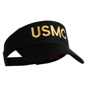 USMC Letter Design Embroidered Cotton Twill Sun Visor - Black OSFM