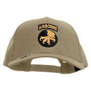 Licensed 17th Airborne Division Embroidered Solid Cotton Twill Mesh Prostyle Cap - Khaki OSFM