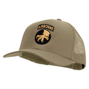 Licensed 17th Airborne Division Embroidered Solid Cotton Twill Mesh Prostyle Cap - Khaki OSFM