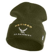 Retired US Air Force Embroidered 12" Knit Cuff Long Beanie - Olive OSFM