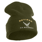 Retired US Air Force Embroidered 12" Knit Cuff Long Beanie - Olive OSFM