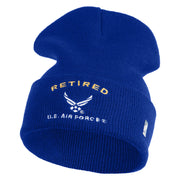 Retired US Air Force Embroidered 12" Knit Cuff Long Beanie - Royal OSFM