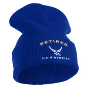 Retired US Air Force Embroidered 12" Knit Cuff Long Beanie - Royal OSFM