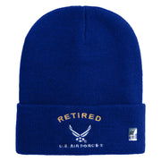 Retired US Air Force Embroidered 12" Knit Cuff Long Beanie - Royal OSFM
