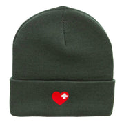 Medical Love Embroidered 12 Inch Long Knitted Beanie