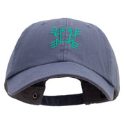 Aztec Frog Symbol Embroidered Low Profile Normal Dyed Cotton Cap - Smoky-Blue OSFM