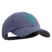 Aztec Frog Symbol Embroidered Low Profile Normal Dyed Cotton Cap - Smoky-Blue OSFM