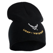 USAF Veteran Embroidered 8" Knit Short Beanie - Black OSFM
