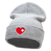 Medical Love Embroidered 12 Inch Long Knitted Beanie