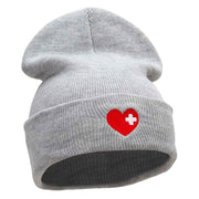 Medical Love Embroidered 12 Inch Long Knitted Beanie