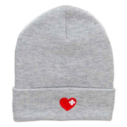 Medical Love Embroidered 12 Inch Long Knitted Beanie