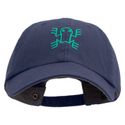 Aztec Frog Symbol Embroidered Low Profile Normal Dyed Cotton Cap - Navy OSFM
