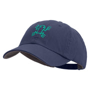 Aztec Frog Symbol Embroidered Low Profile Normal Dyed Cotton Cap - Navy OSFM