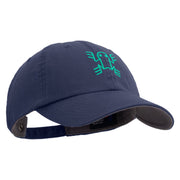 Aztec Frog Symbol Embroidered Low Profile Normal Dyed Cotton Cap - Navy OSFM