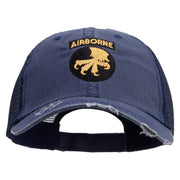 Licensed 17th Airborne Division Embroidered Low Profile Special Cotton Mesh Cap - Navy OSFM