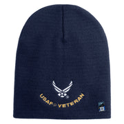 USAF Veteran Embroidered 8" Knit Short Beanie - Navy OSFM