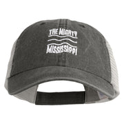 The Mighty Mississippi Embroidered Twill Trucker Cap - Black Grey OSFM