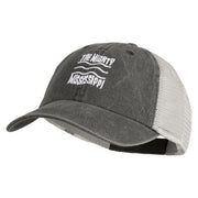 The Mighty Mississippi Embroidered Twill Trucker Cap - Black Grey OSFM