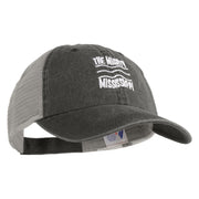 The Mighty Mississippi Embroidered Twill Trucker Cap - Black Grey OSFM