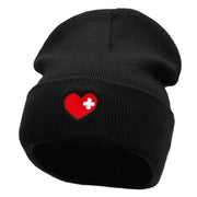 Medical Love Embroidered 12 Inch Long Knitted Beanie