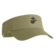US Marine Corps Seal Design Embroidered Cotton Twill Sun Visor - Khaki OSFM