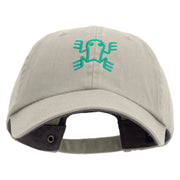 Aztec Frog Symbol Embroidered Low Profile Normal Dyed Cotton Cap - Stone OSFM