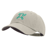 Aztec Frog Symbol Embroidered Low Profile Normal Dyed Cotton Cap - Stone OSFM